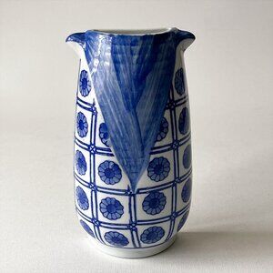 Vintage Blue and White Floral Porcelain Wall Pocket Vase